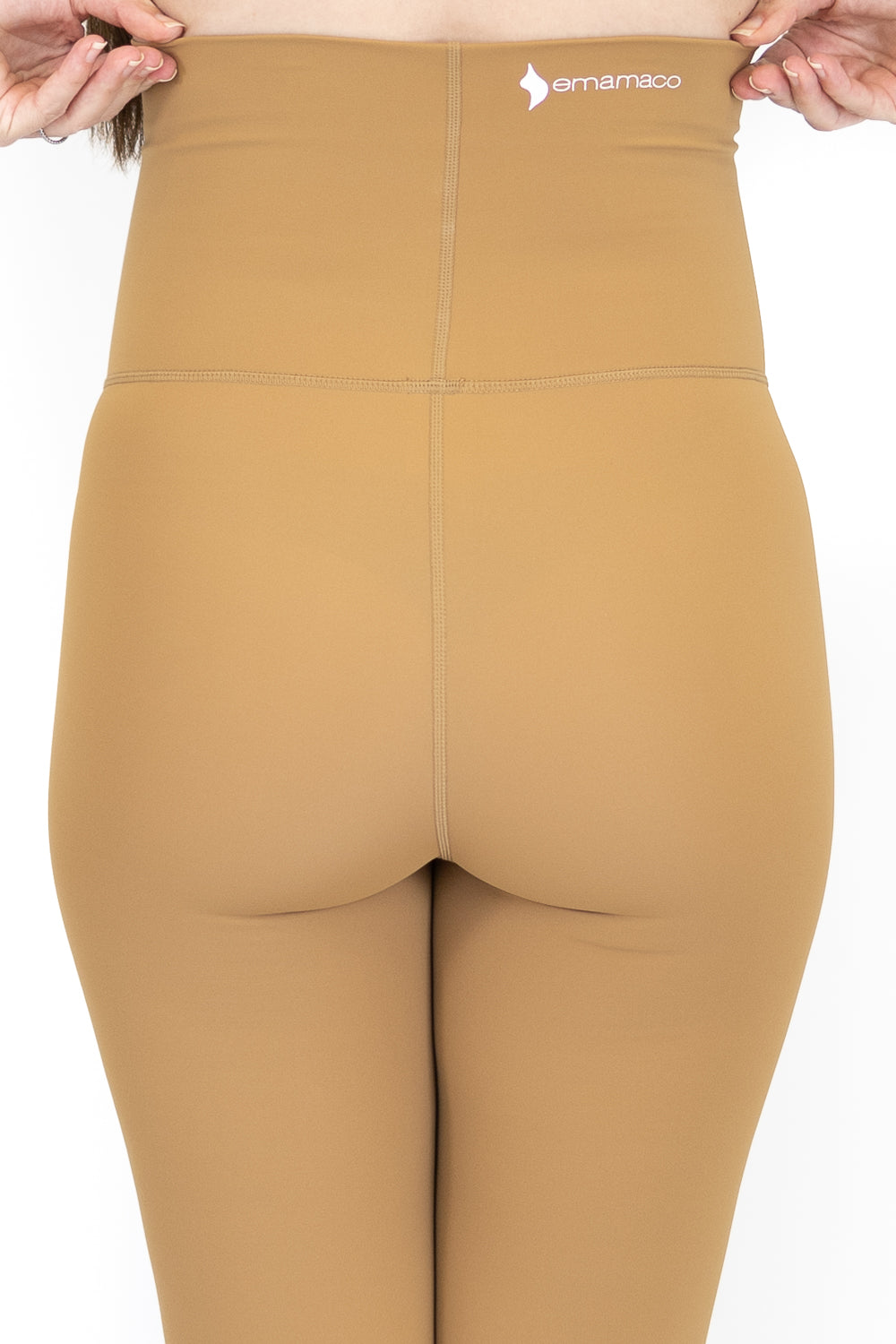 Beige high-waisted Emama Maternity Leggings for seamless lower body support on final sale