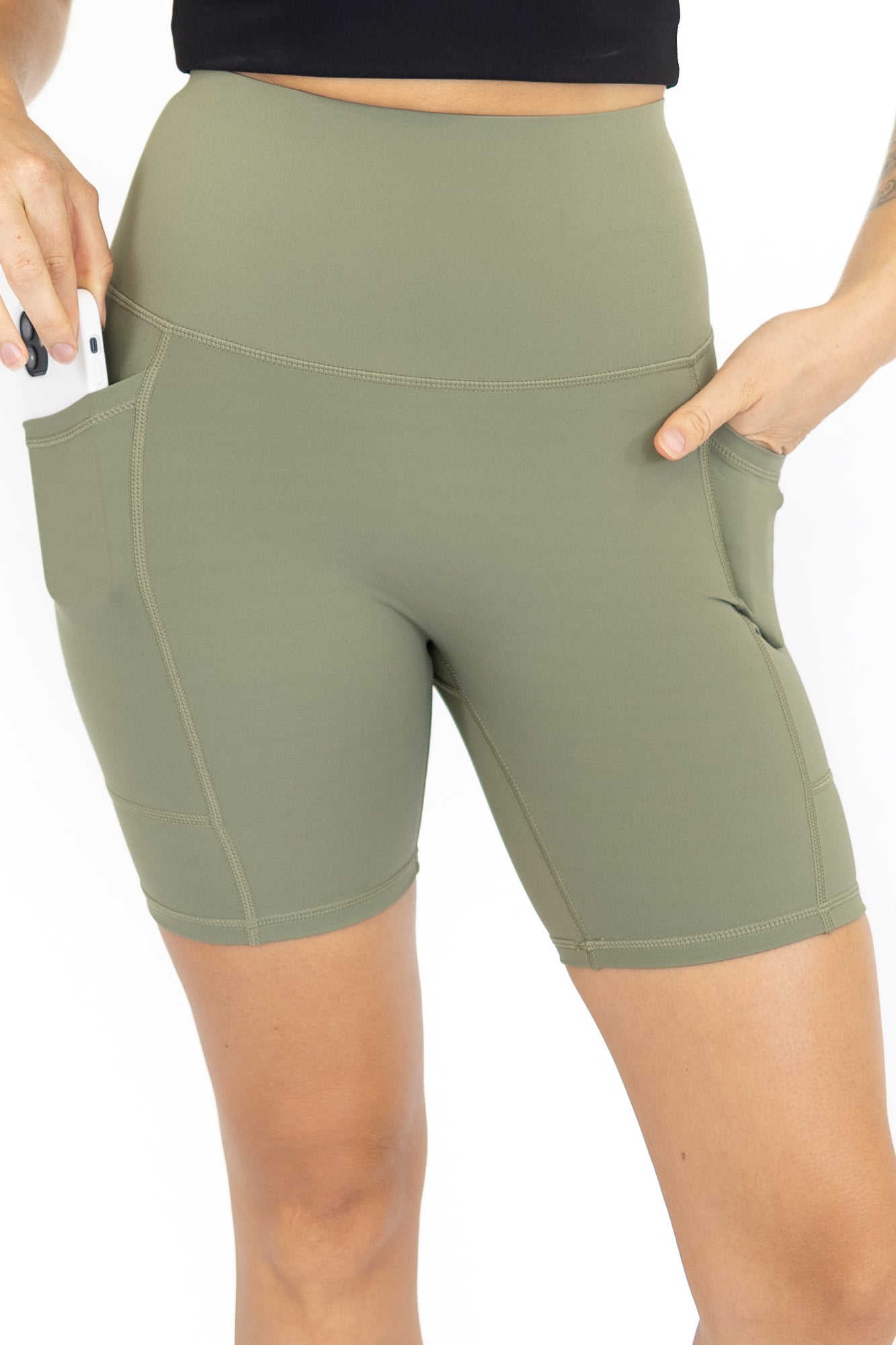 Shaper Move Shorts + Pockets - Olive- FINAL SALE ONLY