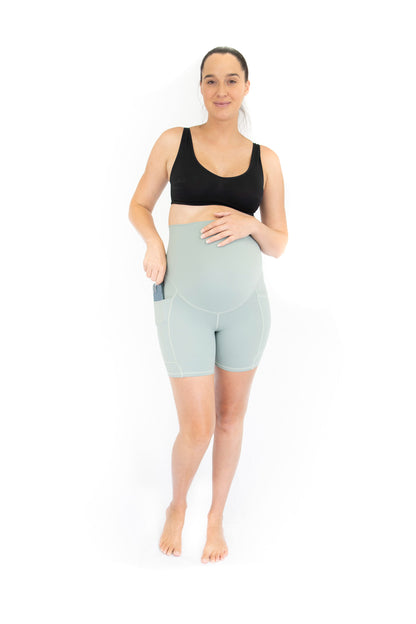 Emama Maternity Bike Shorts + Pockets - Spearmint-FINAL SALE ONLY