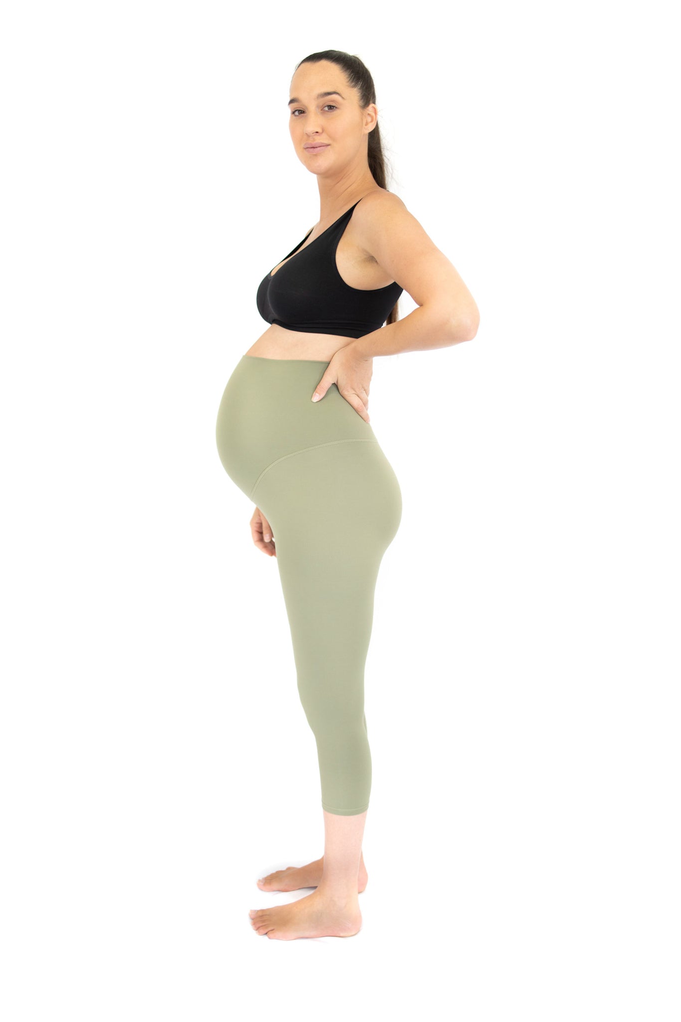 3/4 Maternity Leggings - Olive