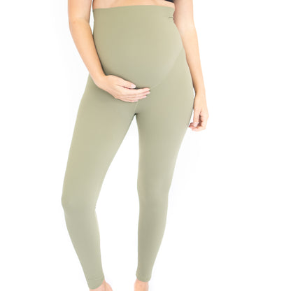 Emama Maternity Leggings - Olive - Full Length